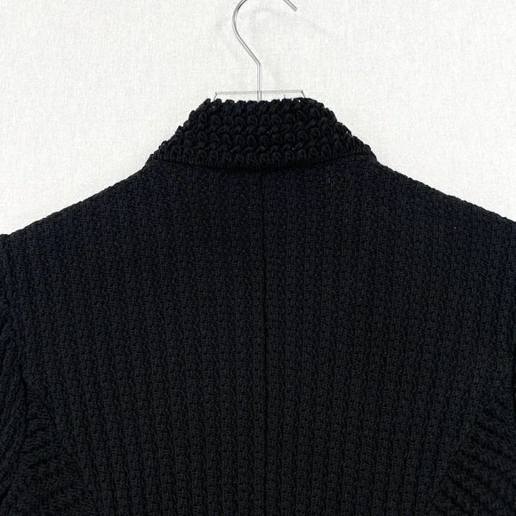 CHANEL 2010 Sweater Womens 34 Black Chain Details Open Cardigan Cotton Chunky - Picture 7 of 16